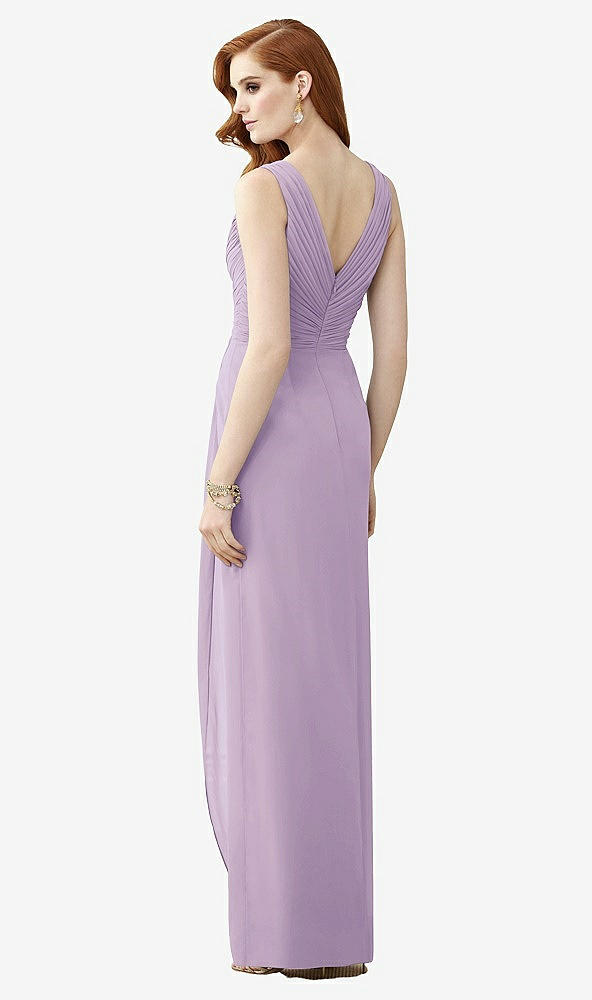 Back View - Pale Purple Sleeveless Draped Faux Wrap Maxi Dress - Dahlia