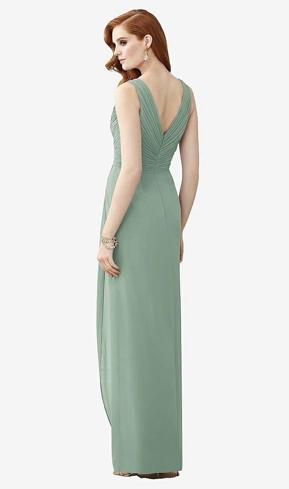 Back View - Seagrass Sleeveless Draped Faux Wrap Maxi Dress - Dahlia