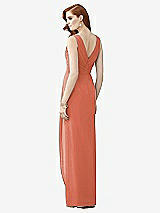 Rear View Thumbnail - Terracotta Copper Sleeveless Draped Faux Wrap Maxi Dress - Dahlia
