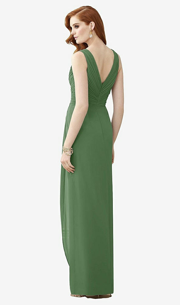 Back View - Vineyard Green Sleeveless Draped Faux Wrap Maxi Dress - Dahlia