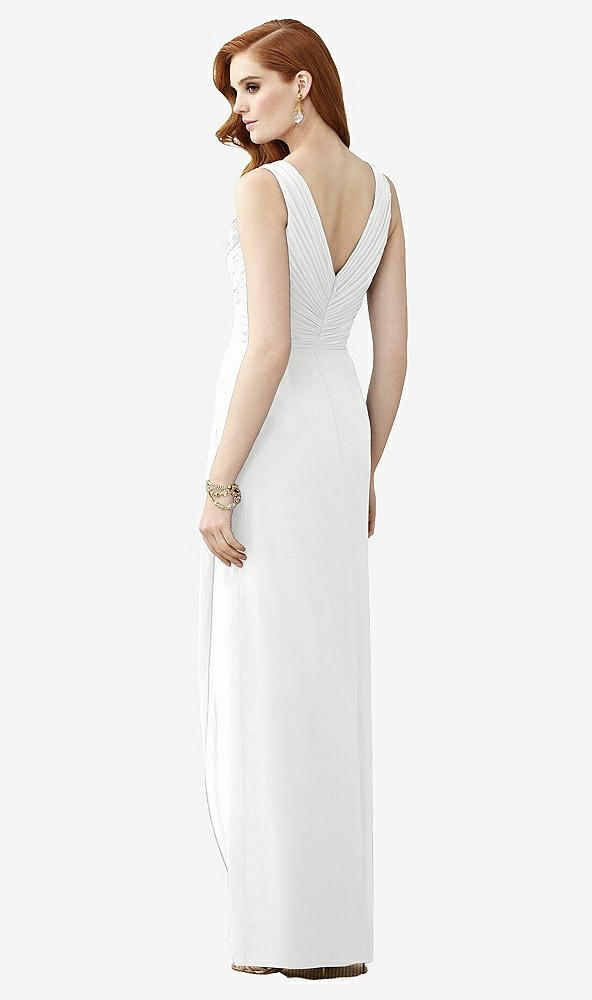 Back View - White Sleeveless Draped Faux Wrap Maxi Dress - Dahlia