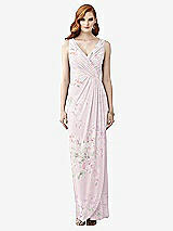 Front View Thumbnail - Watercolor Print Sleeveless Draped Faux Wrap Maxi Dress - Dahlia