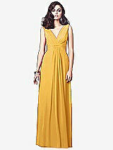 Front View Thumbnail - NYC Yellow Draped V-Neck Shirred Chiffon Maxi Dress