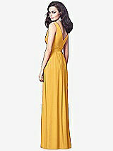 Rear View Thumbnail - NYC Yellow Draped V-Neck Shirred Chiffon Maxi Dress