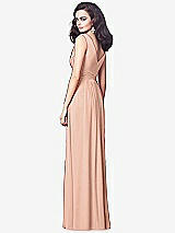 Rear View Thumbnail - Pale Peach Draped V-Neck Shirred Chiffon Maxi Dress