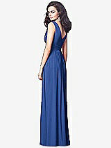 Rear View Thumbnail - Classic Blue Draped V-Neck Shirred Chiffon Maxi Dress