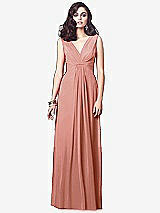 Front View Thumbnail - Desert Rose Draped V-Neck Shirred Chiffon Maxi Dress