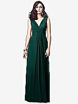 Front View Thumbnail - Evergreen Draped V-Neck Shirred Chiffon Maxi Dress