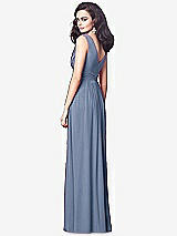 Rear View Thumbnail - Larkspur Blue Draped V-Neck Shirred Chiffon Maxi Dress