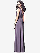 Rear View Thumbnail - Lavender Draped V-Neck Shirred Chiffon Maxi Dress