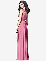 Rear View Thumbnail - Orchid Pink Draped V-Neck Shirred Chiffon Maxi Dress