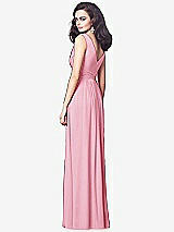 Rear View Thumbnail - Peony Pink Draped V-Neck Shirred Chiffon Maxi Dress