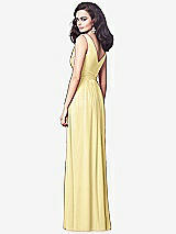 Rear View Thumbnail - Pale Yellow Draped V-Neck Shirred Chiffon Maxi Dress