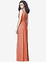 Rear View Thumbnail - Terracotta Copper Draped V-Neck Shirred Chiffon Maxi Dress