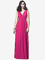Front View Thumbnail - Think Pink Draped V-Neck Shirred Chiffon Maxi Dress
