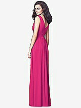 Rear View Thumbnail - Think Pink Draped V-Neck Shirred Chiffon Maxi Dress