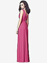Rear View Thumbnail - Tea Rose Draped V-Neck Shirred Chiffon Maxi Dress