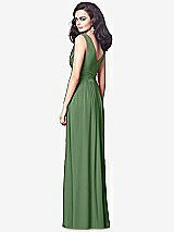 Rear View Thumbnail - Vineyard Green Draped V-Neck Shirred Chiffon Maxi Dress