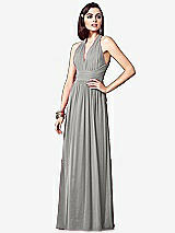 Front View Thumbnail - Chelsea Gray Ruched Halter Open-Back Maxi Dress - Jada