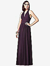 Front View Thumbnail - Aubergine Ruched Halter Open-Back Maxi Dress - Jada