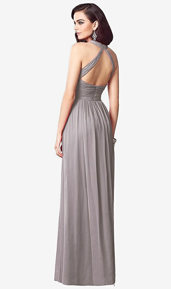 Back View - Cashmere Gray Ruched Halter Open-Back Maxi Dress - Jada