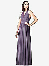 Front View Thumbnail - Lavender Ruched Halter Open-Back Maxi Dress - Jada