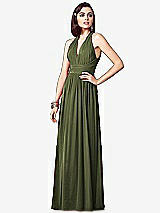 Front View Thumbnail - Olive Green Ruched Halter Open-Back Maxi Dress - Jada