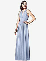 Front View Thumbnail - Sky Blue Ruched Halter Open-Back Maxi Dress - Jada