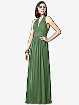 Front View Thumbnail - Vineyard Green Ruched Halter Open-Back Maxi Dress - Jada