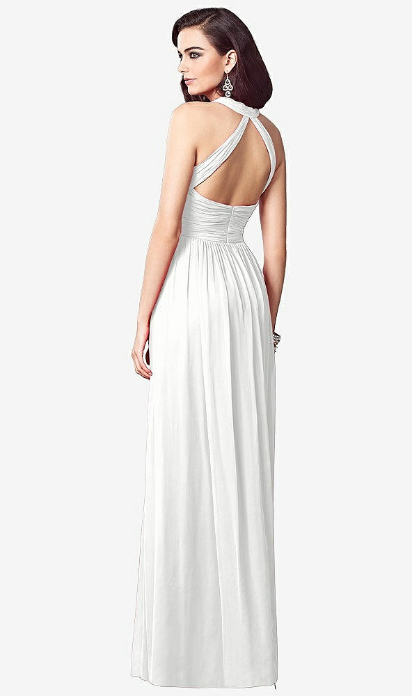 Back View - White Ruched Halter Open-Back Maxi Dress - Jada