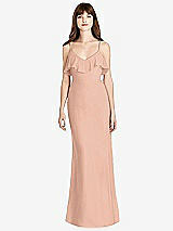 Front View Thumbnail - Pale Peach Ruffle-Trimmed Backless Maxi Dress