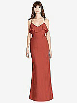 Front View Thumbnail - Amber Sunset Ruffle-Trimmed Backless Maxi Dress