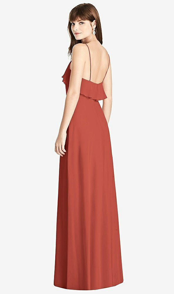 Back View - Amber Sunset Ruffle-Trimmed Backless Maxi Dress