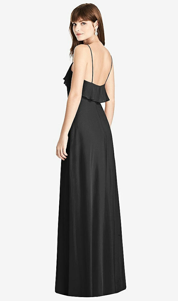 Back View - Black Ruffle-Trimmed Backless Maxi Dress