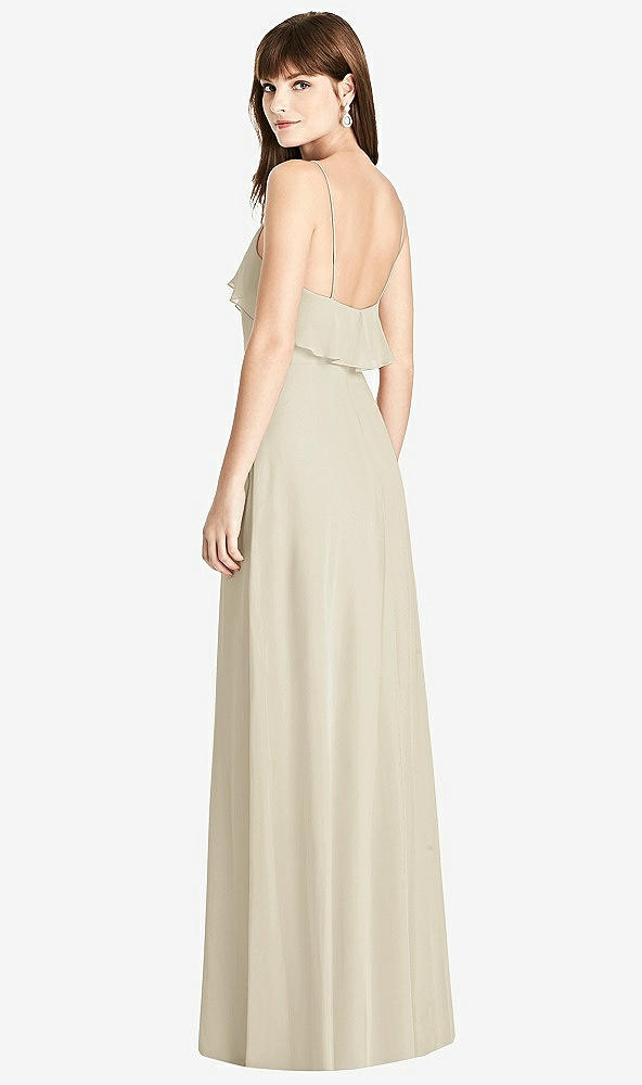 Back View - Champagne Ruffle-Trimmed Backless Maxi Dress