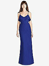 Front View Thumbnail - Cobalt Blue Ruffle-Trimmed Backless Maxi Dress