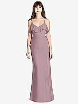 Front View Thumbnail - Dusty Rose Ruffle-Trimmed Backless Maxi Dress