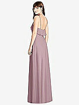 Rear View Thumbnail - Dusty Rose Ruffle-Trimmed Backless Maxi Dress