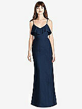 Front View Thumbnail - Midnight Navy Ruffle-Trimmed Backless Maxi Dress