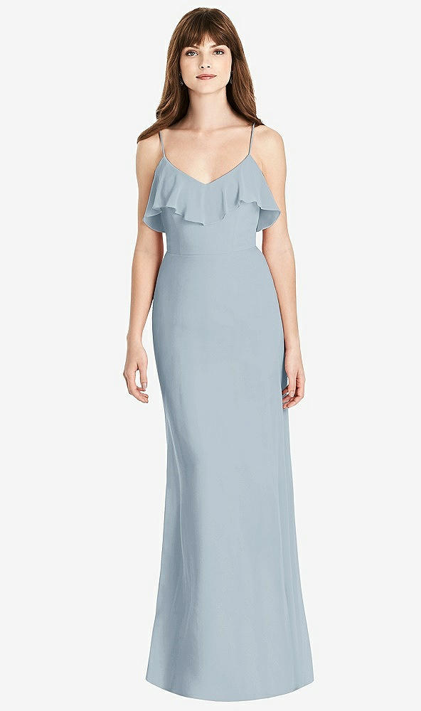 Front View - Mist Ruffle-Trimmed Backless Maxi Dress