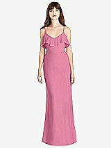 Front View Thumbnail - Orchid Pink Ruffle-Trimmed Backless Maxi Dress