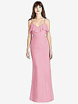 Front View Thumbnail - Peony Pink Ruffle-Trimmed Backless Maxi Dress