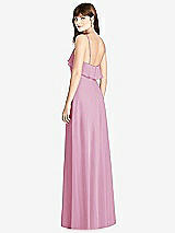 Rear View Thumbnail - Powder Pink Ruffle-Trimmed Backless Maxi Dress
