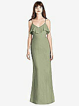 Front View Thumbnail - Sage Ruffle-Trimmed Backless Maxi Dress