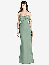 Front View Thumbnail - Seagrass Ruffle-Trimmed Backless Maxi Dress