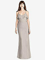 Front View Thumbnail - Taupe Ruffle-Trimmed Backless Maxi Dress