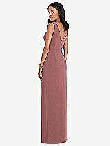 Rear View Thumbnail - English Rose Draped Wrap Maxi Dress with Front Slit - Sena