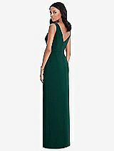 Rear View Thumbnail - Evergreen Draped Wrap Maxi Dress with Front Slit - Sena