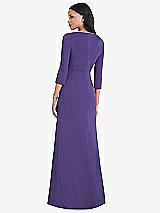 Rear View Thumbnail - Regalia - PANTONE Ultra Violet 3/4 Sleeve V-Back Draped Wrap Maxi Dress - Yara