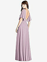 Front View Thumbnail - Suede Rose Split Sleeve Backless Maxi Dress - Lila